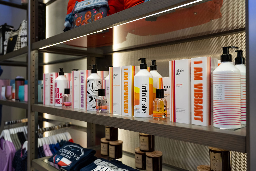 Skincare products displayed on a shelf